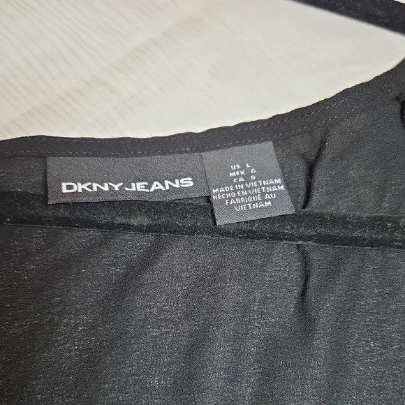 DKNY JEANS Black Layered Blouse,ZISE L - Picture 2 of 7